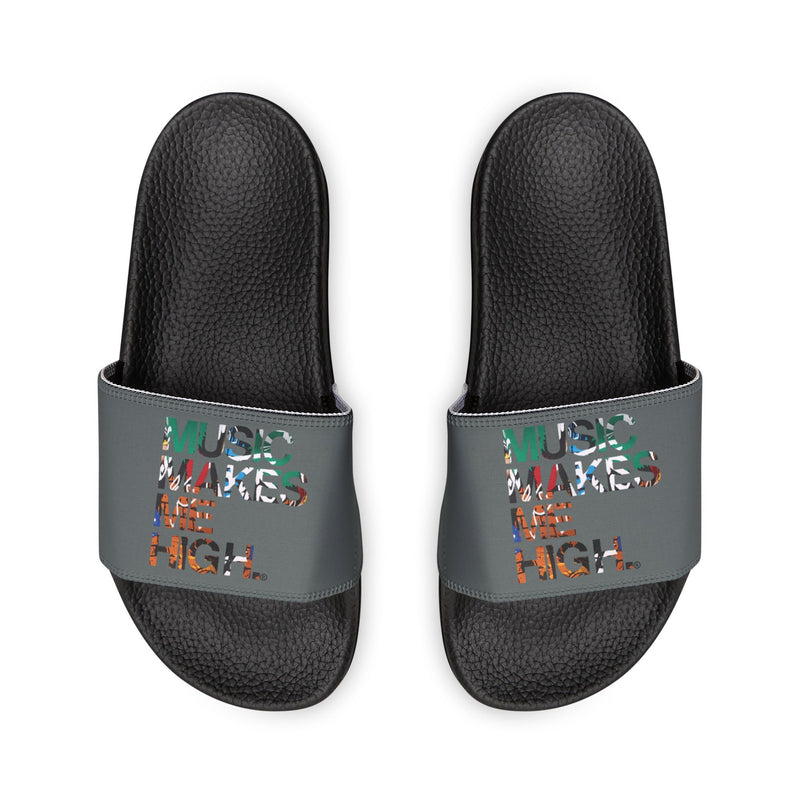 MMMH Unisex Slides: Dark Grey/Black | Graffiti