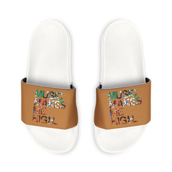 MMMH Unisex Slides: Light Brown/White | Graffiti