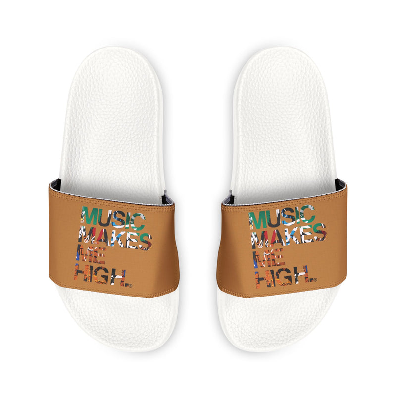 MMMH Unisex Slides: Light Brown/White | Graffiti