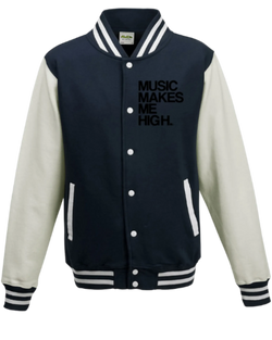 MMMH Unisex Letterman Jacket: Navy/White | Black