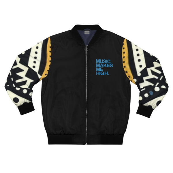 MMMH Unisex Bomber Jacket: Black Abstract/Black | Blue