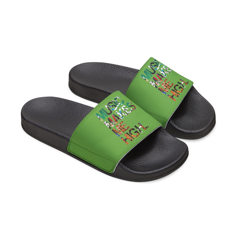 MMMH Unisex Slides: Green/Black | Graffiti