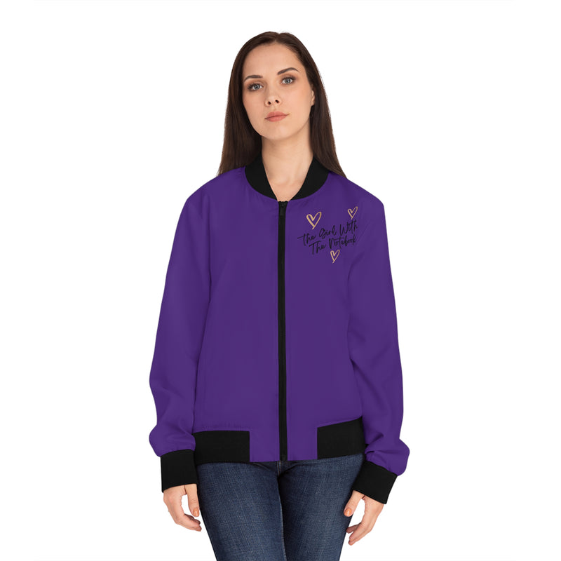 TGWTN Women's Bomber Jacket: Brown/Black | Purple