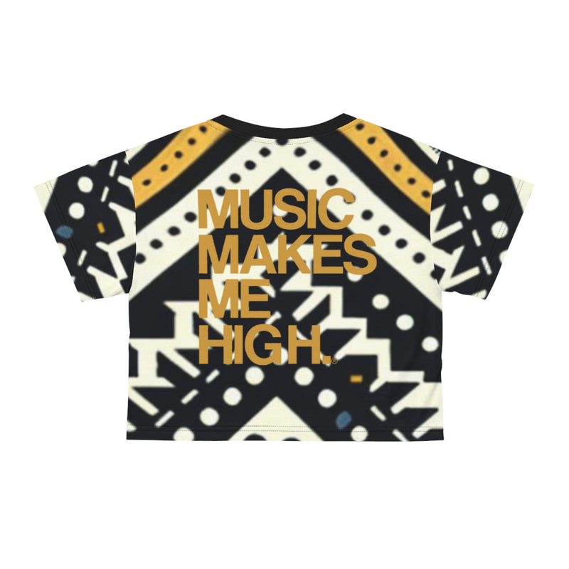 MMMH Cropped Top: Black Abstract | Gold