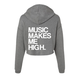 MMMH Cropped Hoodie: Deep Heather | White