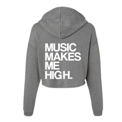 MMMH Cropped Hoodie: Deep Heather | White