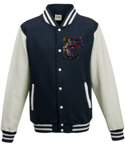 MMMH Unisex Letterman Jacket: Navy/White | Floral