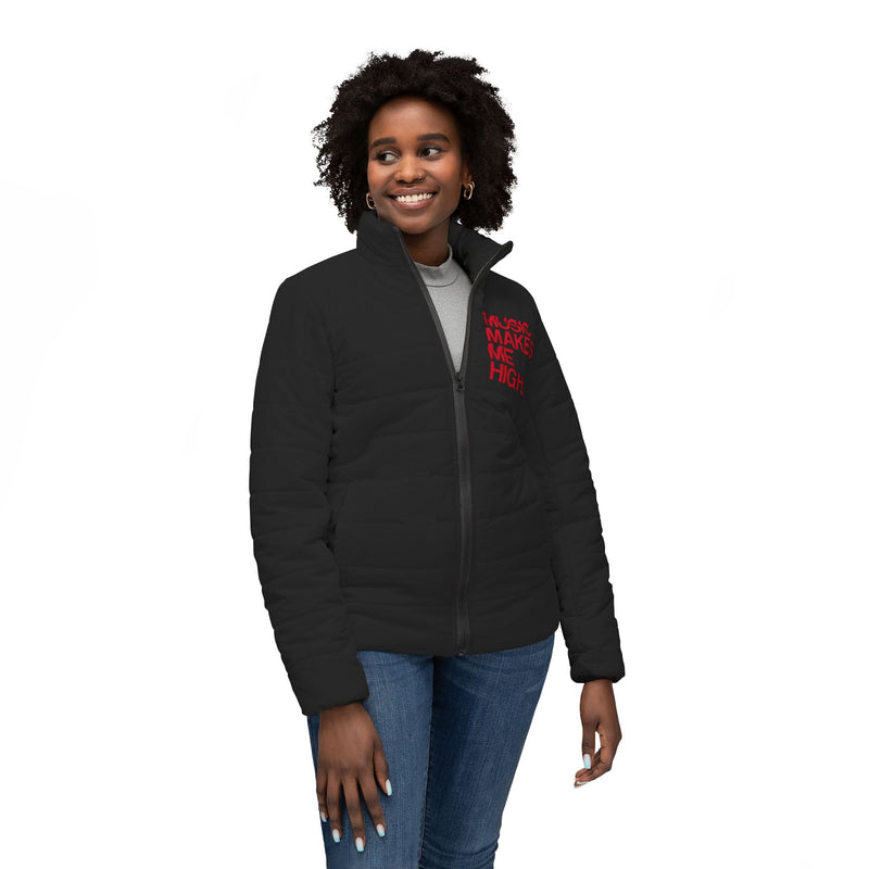 MMMH Women’s Puffer Jacket: Black | Red