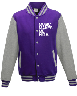 MMMH Unisex Letterman Jacket: Purple/Gray | White