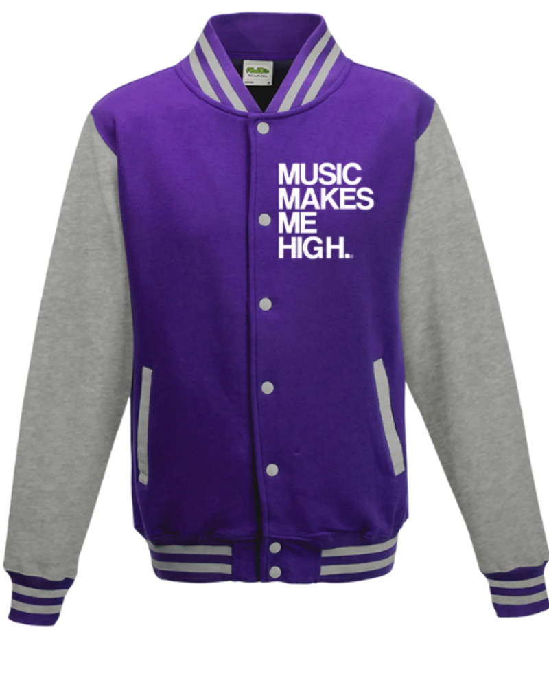 MMMH Unisex Letterman Jacket: Purple/Gray | White