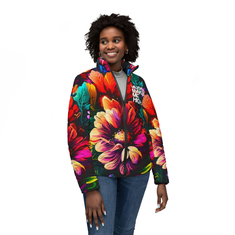 MMMH Women’s Puffer Jacket: Floral | White