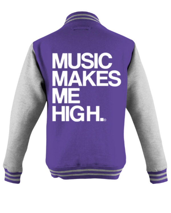 MMMH Unisex Letterman Jacket: Purple/Gray | White