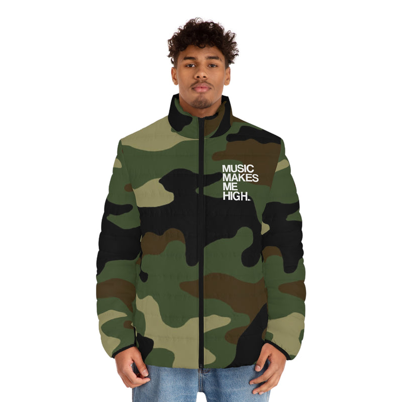 MMMH Men's Puffer Jacket: Camo | White