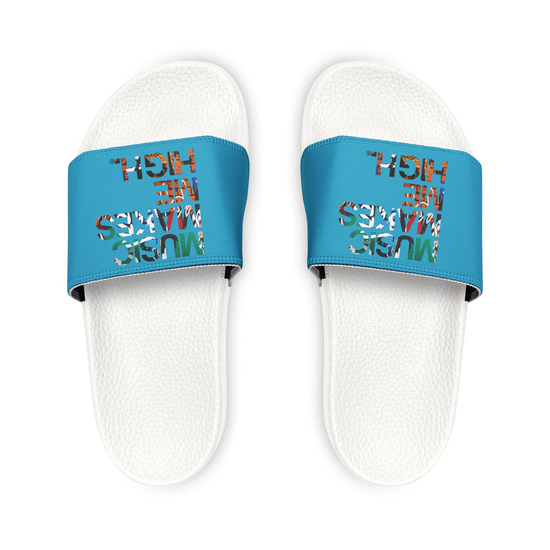 MMMH Unisex Slides: Turquoise/White | Graffiti