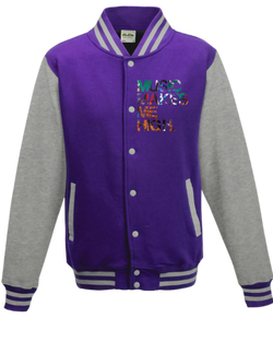 MMMH Unisex Letterman Jacket: Purple/Gray | Graffiti