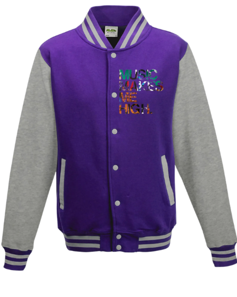 MMMH Unisex Letterman Jacket: Purple/Gray | Graffiti