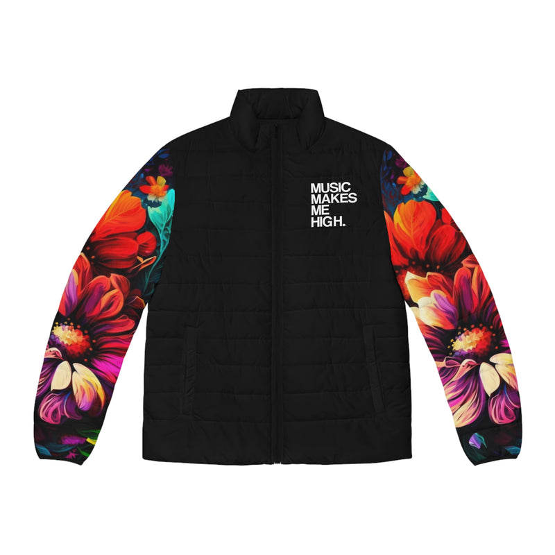 MMMH Men's Puffer Jacket: Floral/Black | White