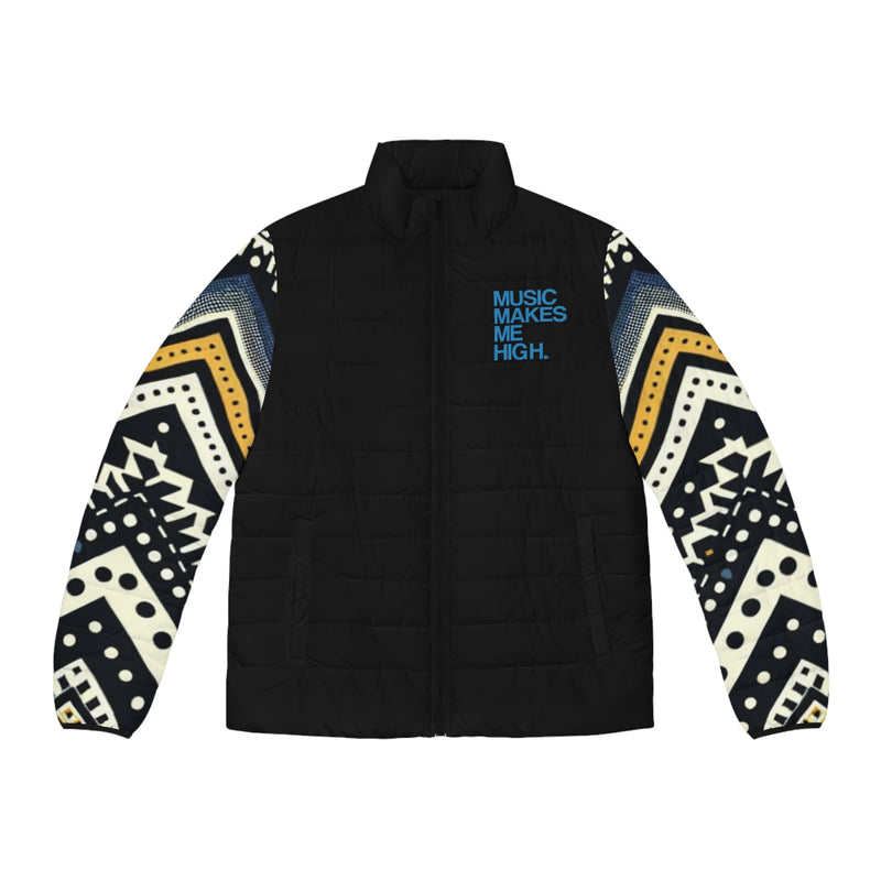 MMMH Men's Puffer Jacket: Black Abstract/Black | Blue