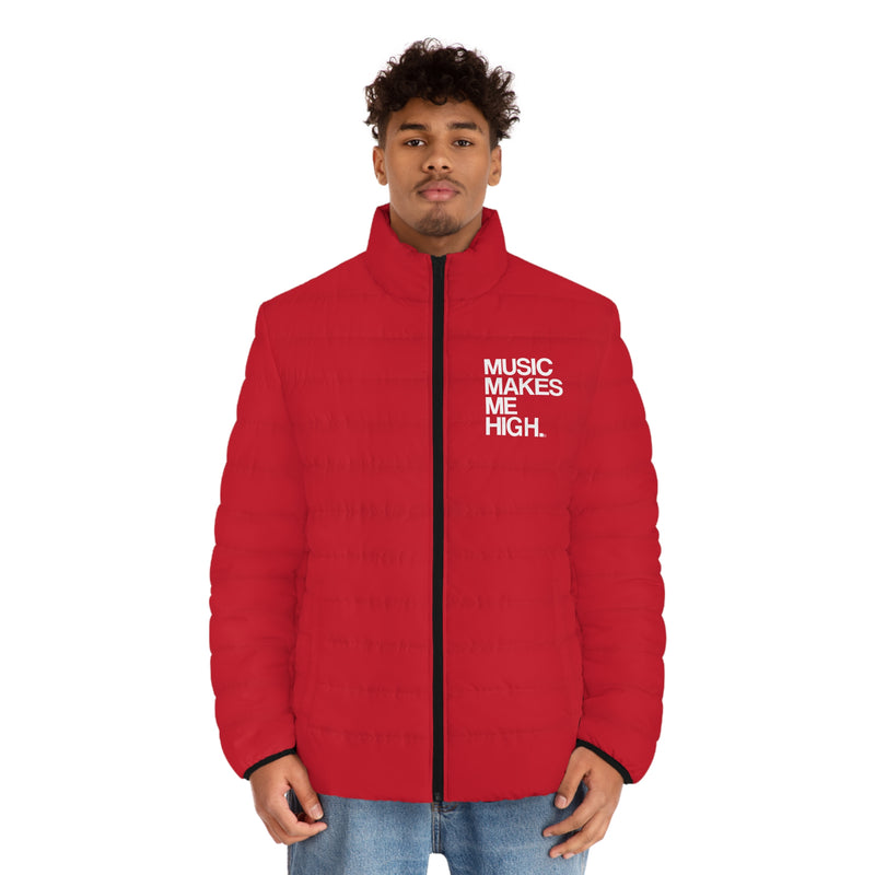 MMMH Men's Puffer Jacket: Red | White