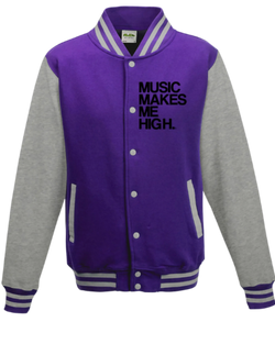 MMMH Unisex Letterman Jacket: Purple/Gray | Black