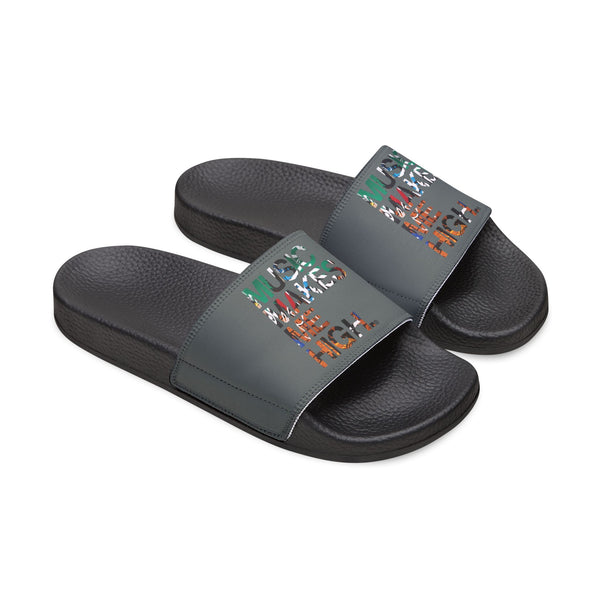 MMMH Unisex Slides: Dark Grey/Black | Graffiti