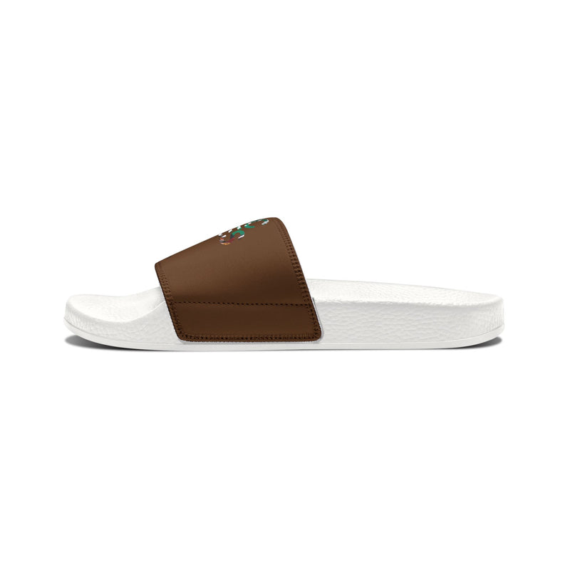 MMMH Unisex Slides: Brown/White | Graffiti