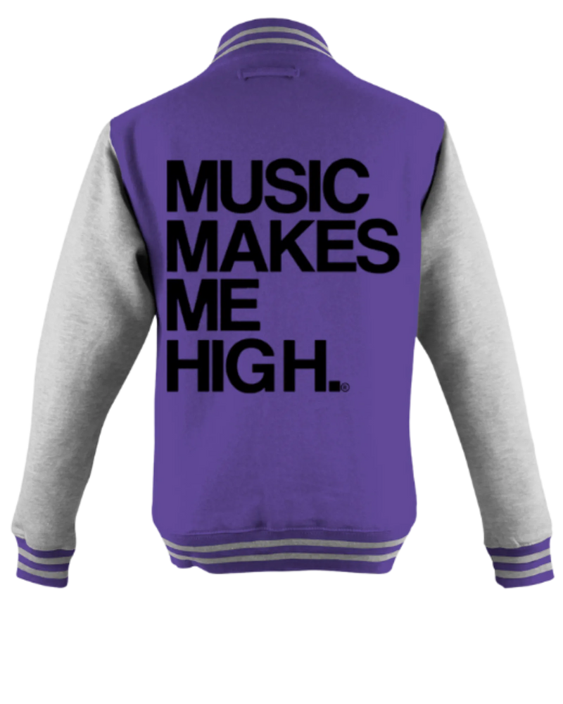 MMMH Unisex Letterman Jacket: Purple/Gray | Black