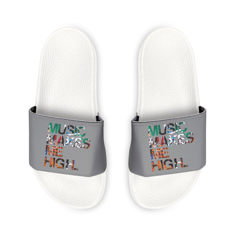 MMMH Unisex Slides: Grey/White | Graffiti