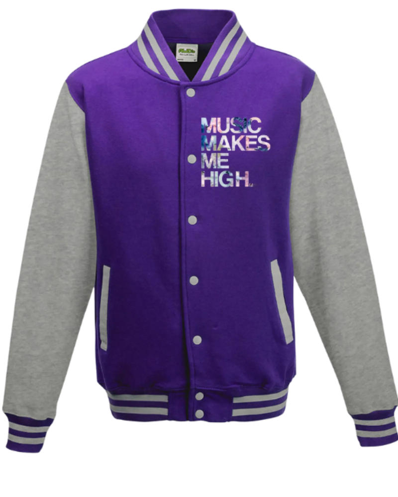 MMMH Unisex Letterman Jacket: Purple/Gray | Flowers