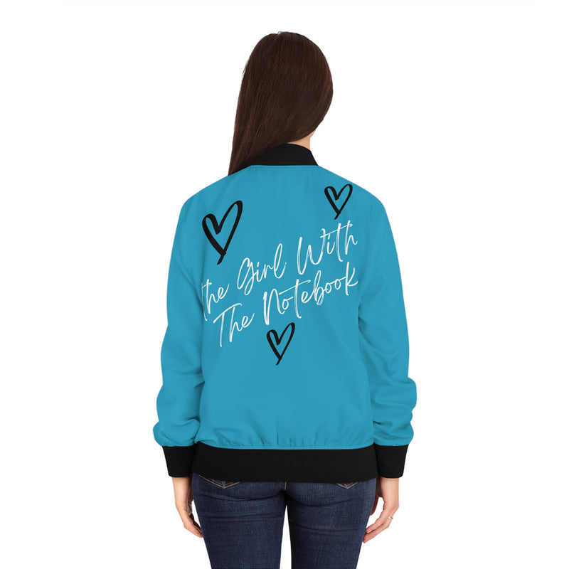 TGWTN Women's Bomber Jacket: Black/White | Turquoise