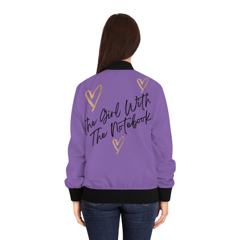 TGWTN Women's Bomber Jacket: Brown/Black | Light Purple