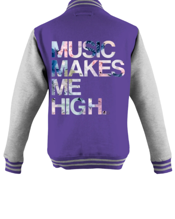 MMMH Unisex Letterman Jacket: Purple/Gray | Flowers