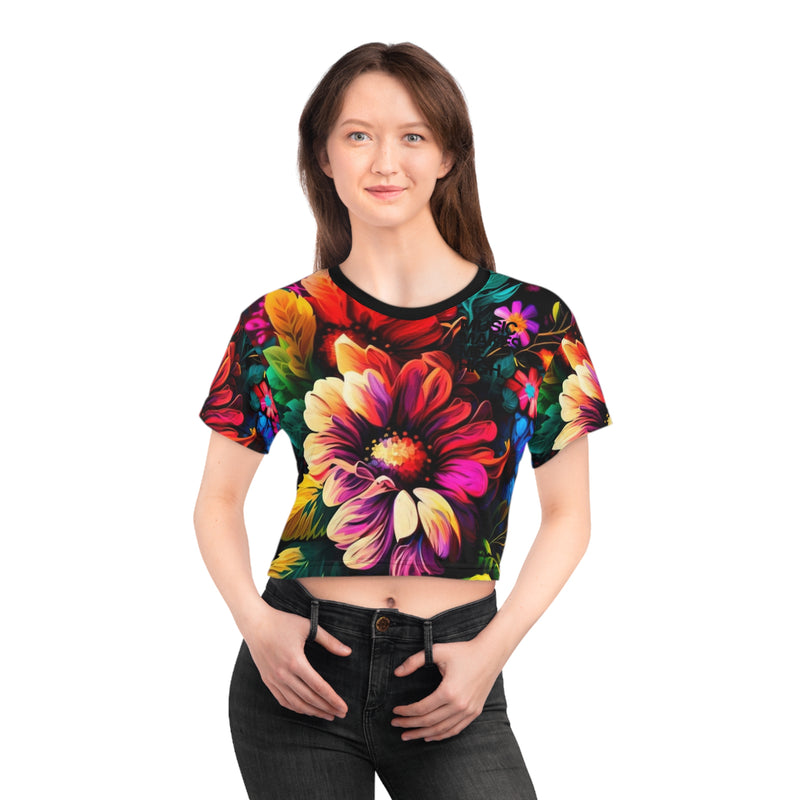 MMMH Cropped Top: Floral | Black