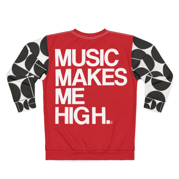 MMMH Unisex Sweatshirt: Black Geo/Red | White