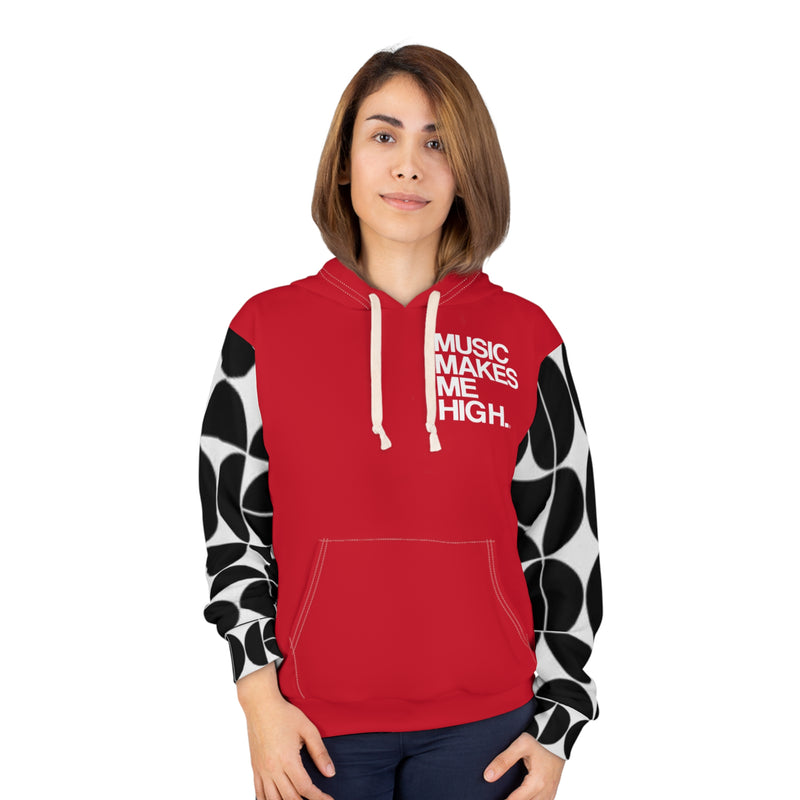 MMMH Unisex Hoodie: Black Geo/Red | White