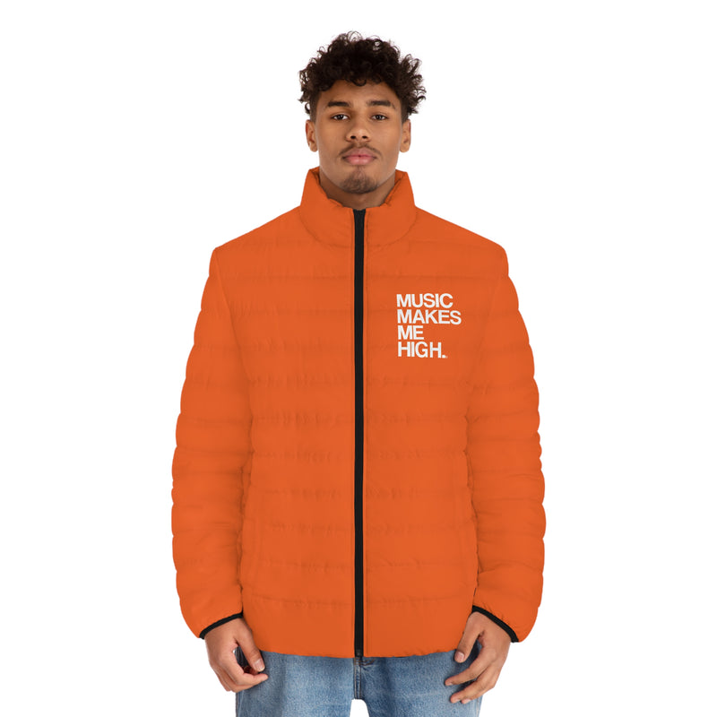 MMMH Men's Puffer Jacket: Orange | White