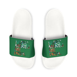 MMMH Unisex Slides: Dark Green/White | Graffiti