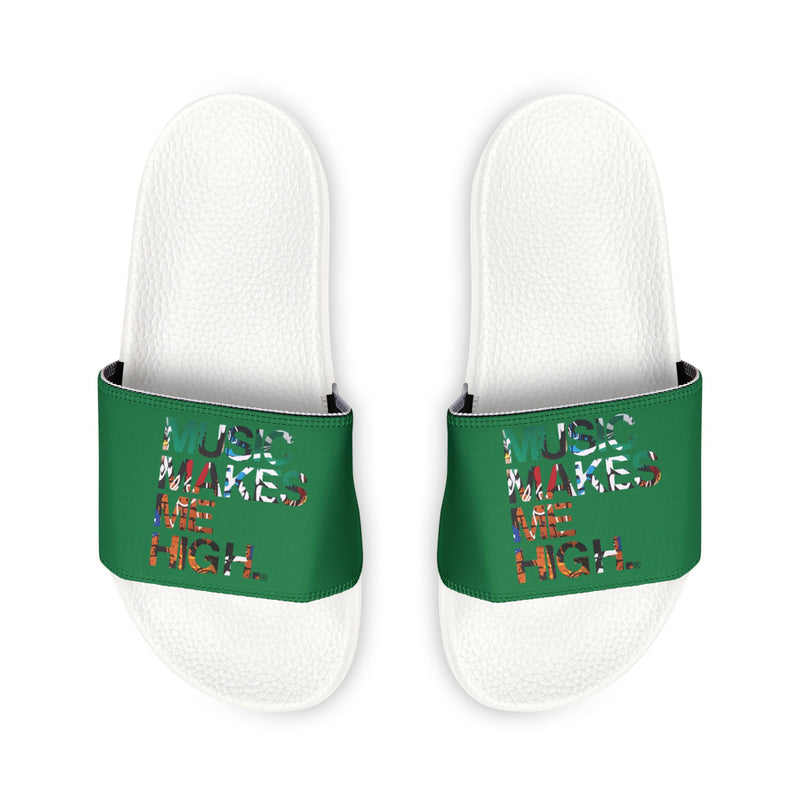 MMMH Unisex Slides: Dark Green/White | Graffiti