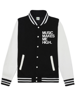 MMMH Unisex Letterman Jacket: Black/White | White