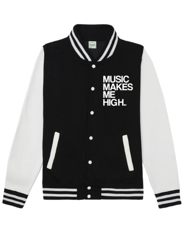 MMMH Unisex Letterman Jacket: Black/White | White