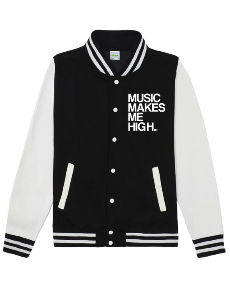 MMMH Unisex Letterman Jacket: Black/White | White