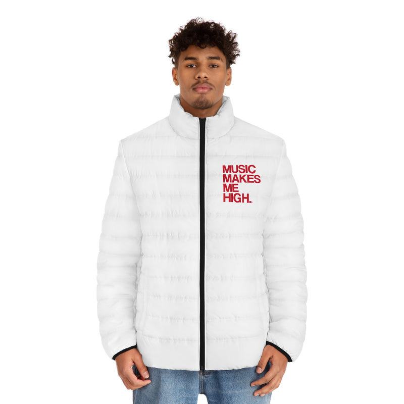 MMMH Men's Puffer Jacket: White | Red