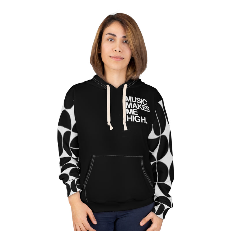 MMMH Unisex Hoodie: Black Geo/Black | White