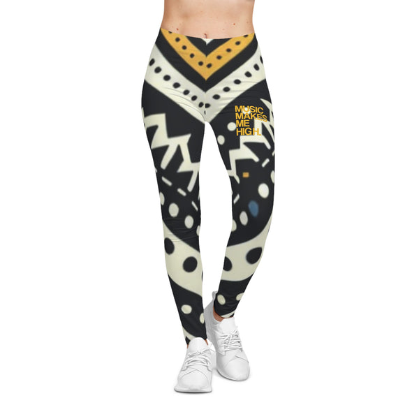 MMMH Leggings: Black Abstract | Yellow