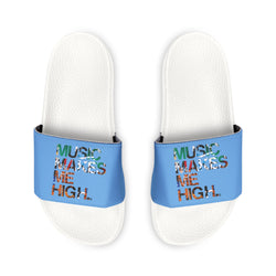 MMMH Unisex Slides: Light Blue/White | Graffiti