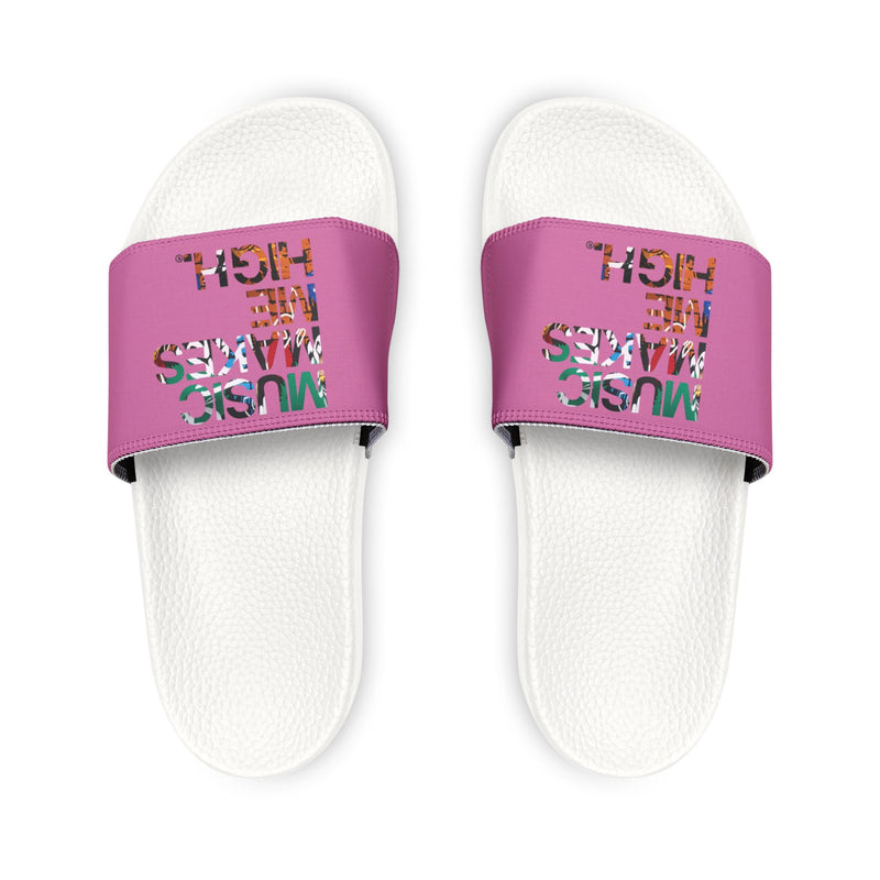 MMMH Unisex Slides: Light Pink/White | Graffiti