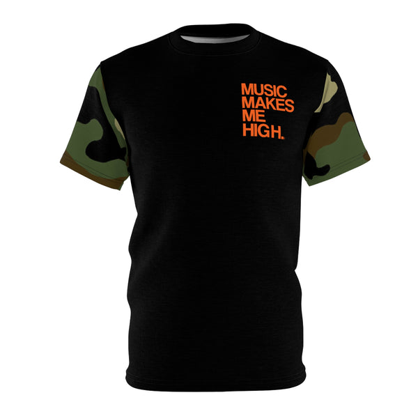 MMMH Unisex T-Shirt: Camo Sleeves/Black | Orange