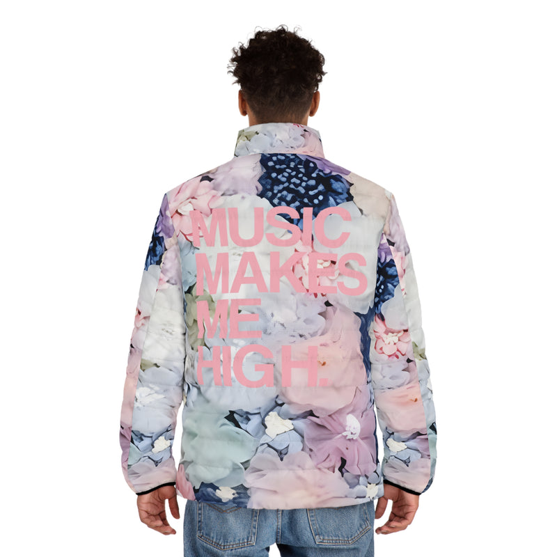 MMMH Men's Puffer Jacket: Flowers | Light Pink