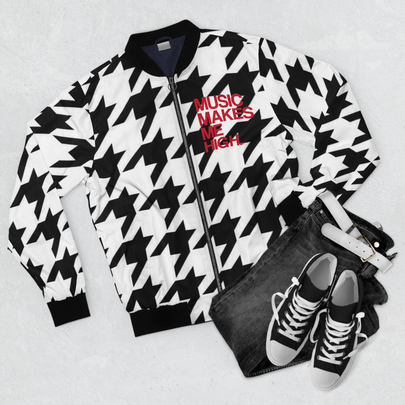 MMMH Unisex Bomber Jacket: Houndstooth | Red