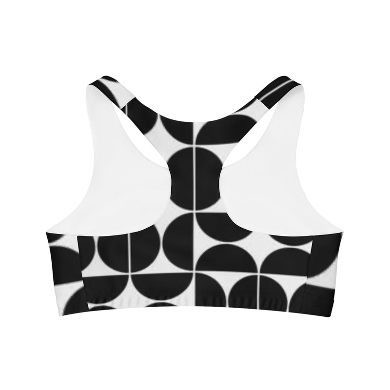 MMMH Sports Bra: Black Geo | Red